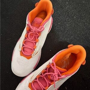 Jordan Women's White, Pink, and Orange Sneakers